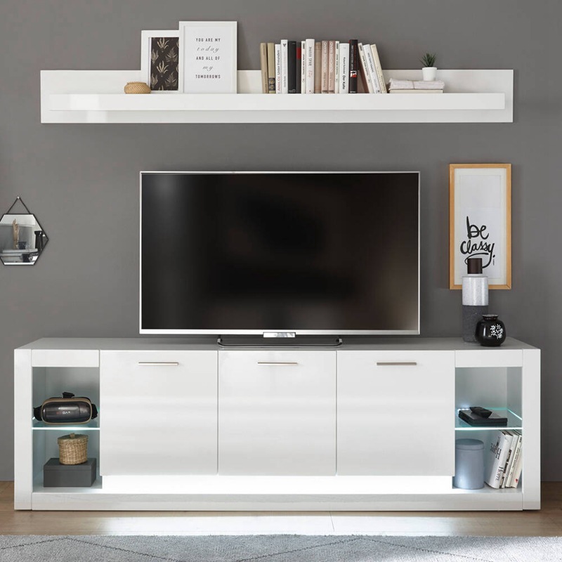 Nuevo gabinete de TV simple moderno alto gabinete TV gabinete sala de estar gabinete de almacenamiento simple luz lujo dormitorio combinación pared