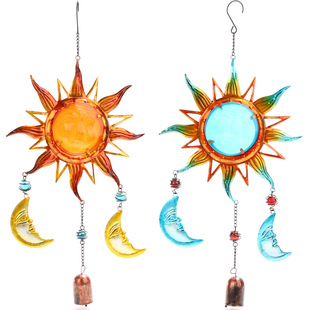 New Sun wind chime moon metal pendant glass painted pendant creative home garden pendant spot