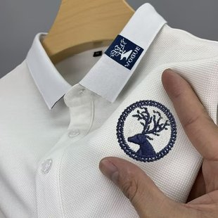 POLO Men's T-Shirt Short-sleeved Casual Light Luxury Business Summer New Lap Collar Embroidered Top Half-sleeved Dad Fashion