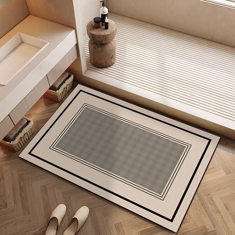 Japanese-Style Minimalist Absorbent Mat for Bathroom Shower Room Entrance, Quick-Dry Non-Slip Floor Mat, Solid Color Bathroom Sink Mat