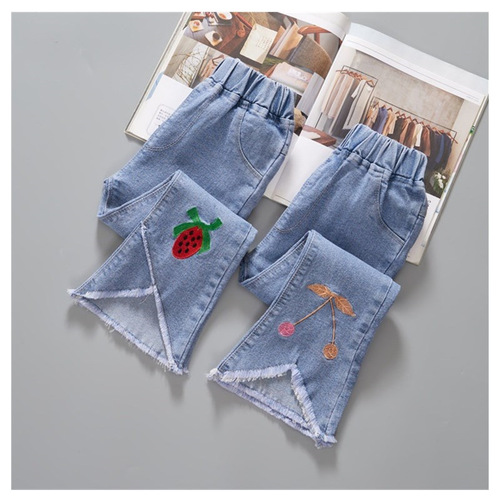 Girls' jeans, bell bottoms, spring new style, children's autumn, girls' slit, big children's pants, dropshipping