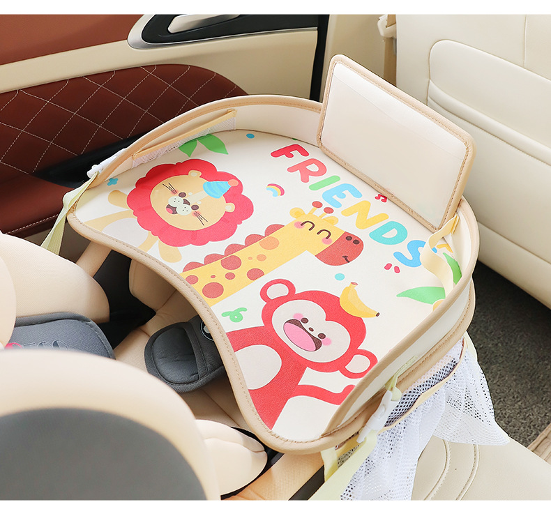 Child Safety Seat Tray Car-Mounted Multifunctional Storage Tray Waterproof Car Infant Cartoon Tray Table Board