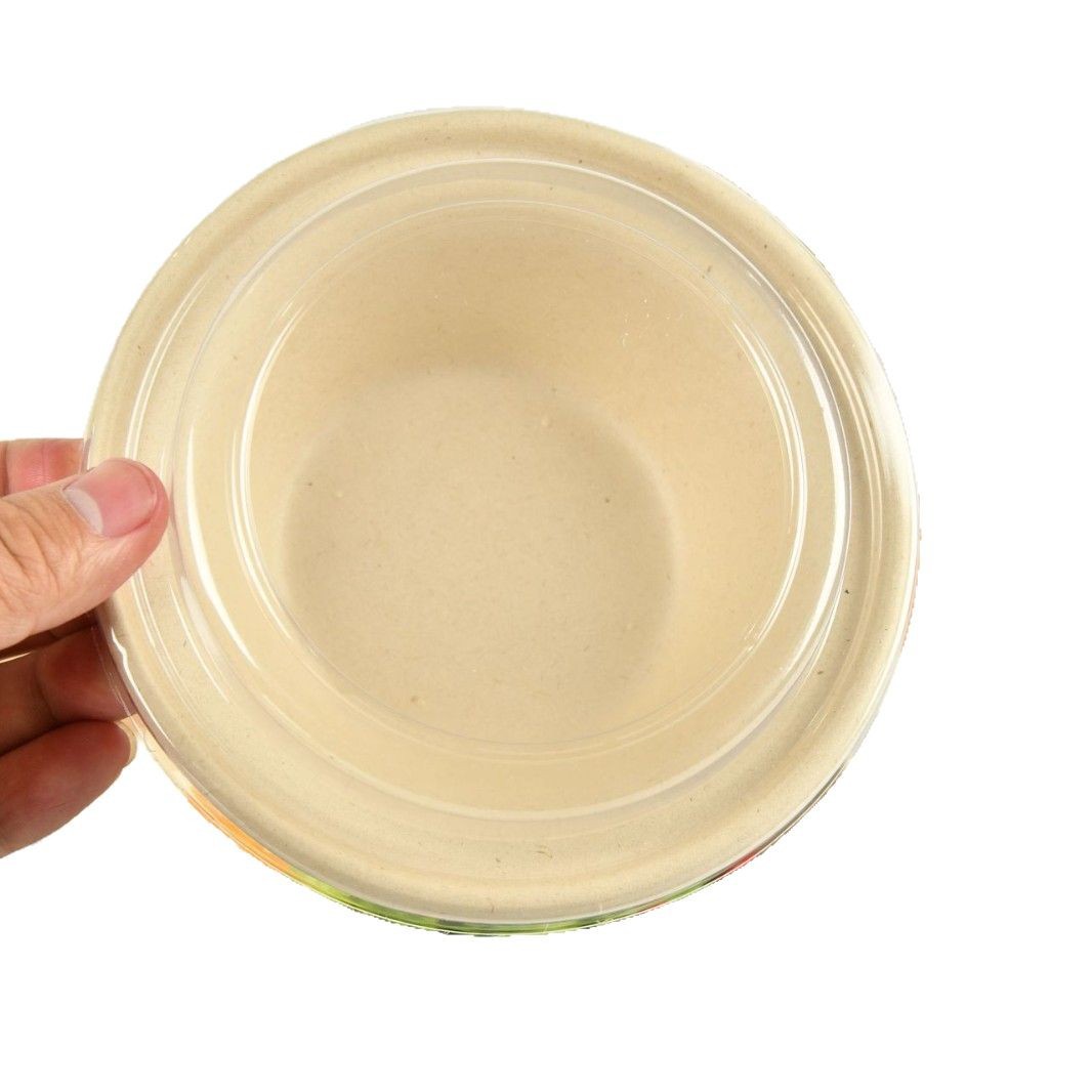 Tazón de yogur de pulpa degradable desechable Ensalada de frutas Tazón para llevar Tazón de pulpa de grado alimenticio Tazón de papel biodegradable ecológico