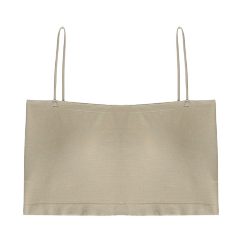 Short beautiful back camisole women's summer inner wear knitted outer bra with breast pads one-piece bottoming sexy top