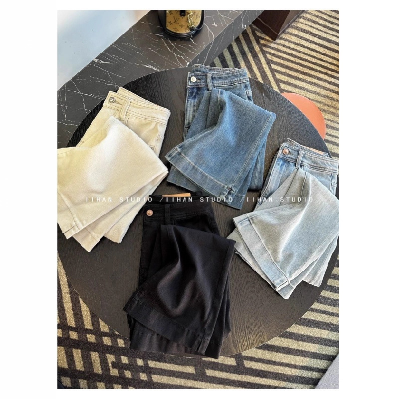 Wear Out Comic Legs~! Nine-Point Split Flared Jeans for Women 2025 New Elastic Slimming Look Slimming Look Pants