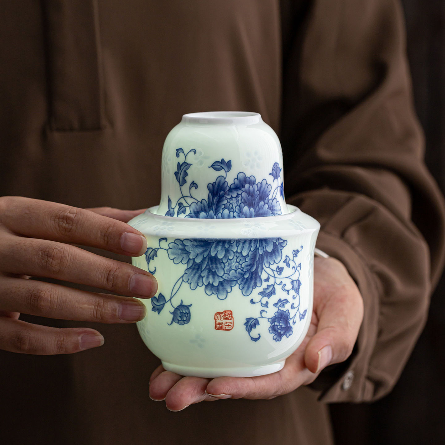 陶瓷酒具烫酒黄酒烫酒壶中式温酒器三件套柿柿如意家用二两温酒壶