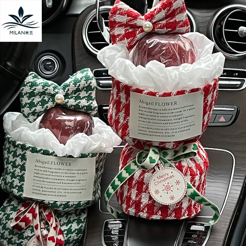 圣诞节礼物平安果包装纸小香风千鸟格包花纸手工DIY材料包苹果纸