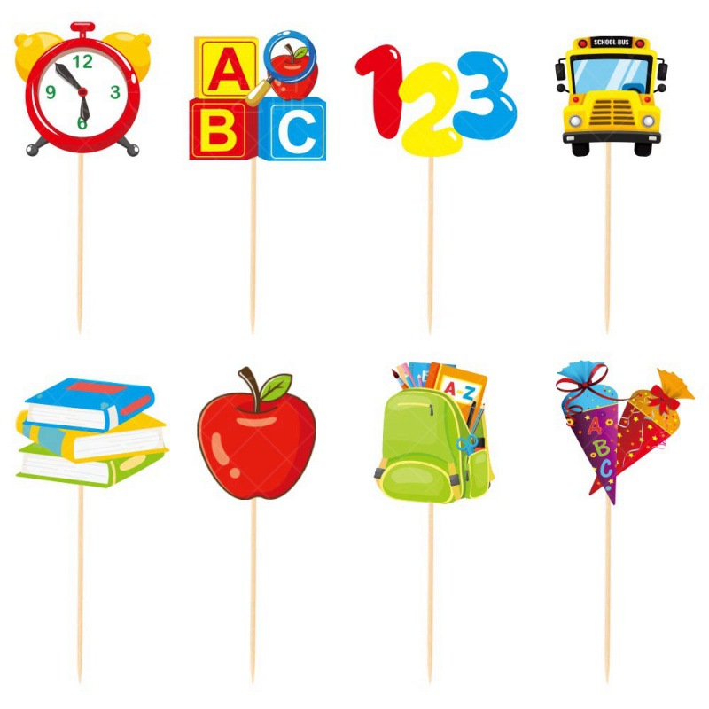 La nueva decoración de la temporada escolar, el juego de la bandera, la tarjeta de inserción de la tarta, la decoración del campus de la temporada escolar, la bienvenida a la escuela para tirar de la bandera