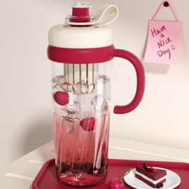 塑料杯女生大容量吸管水杯学生高颜值新款夏季户外便携耐高温水杯