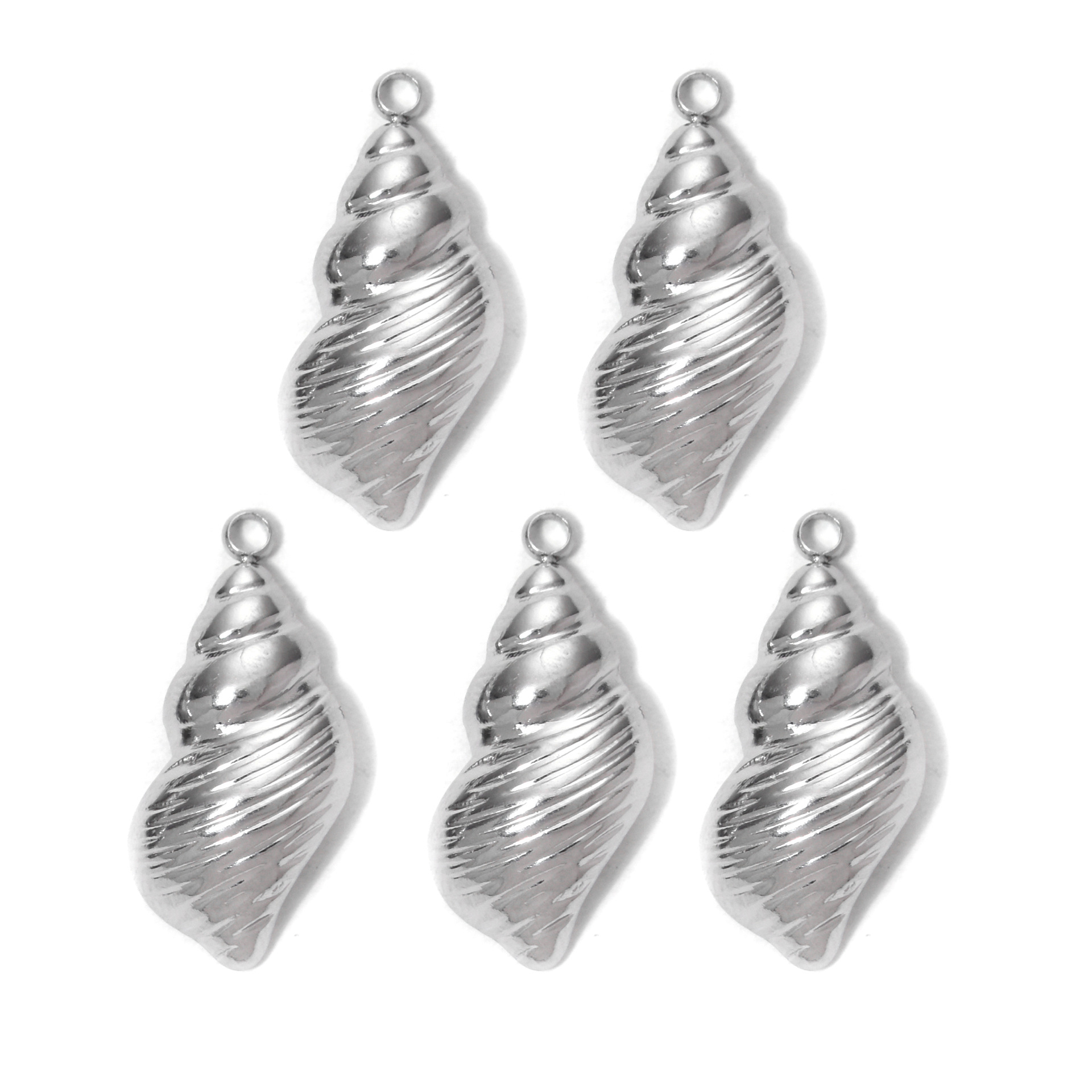 Conch Pattern All Seasons Season Plating Design 5 PCS/Package 12 * 25mm 304 Stainless Steel Conch Pendant