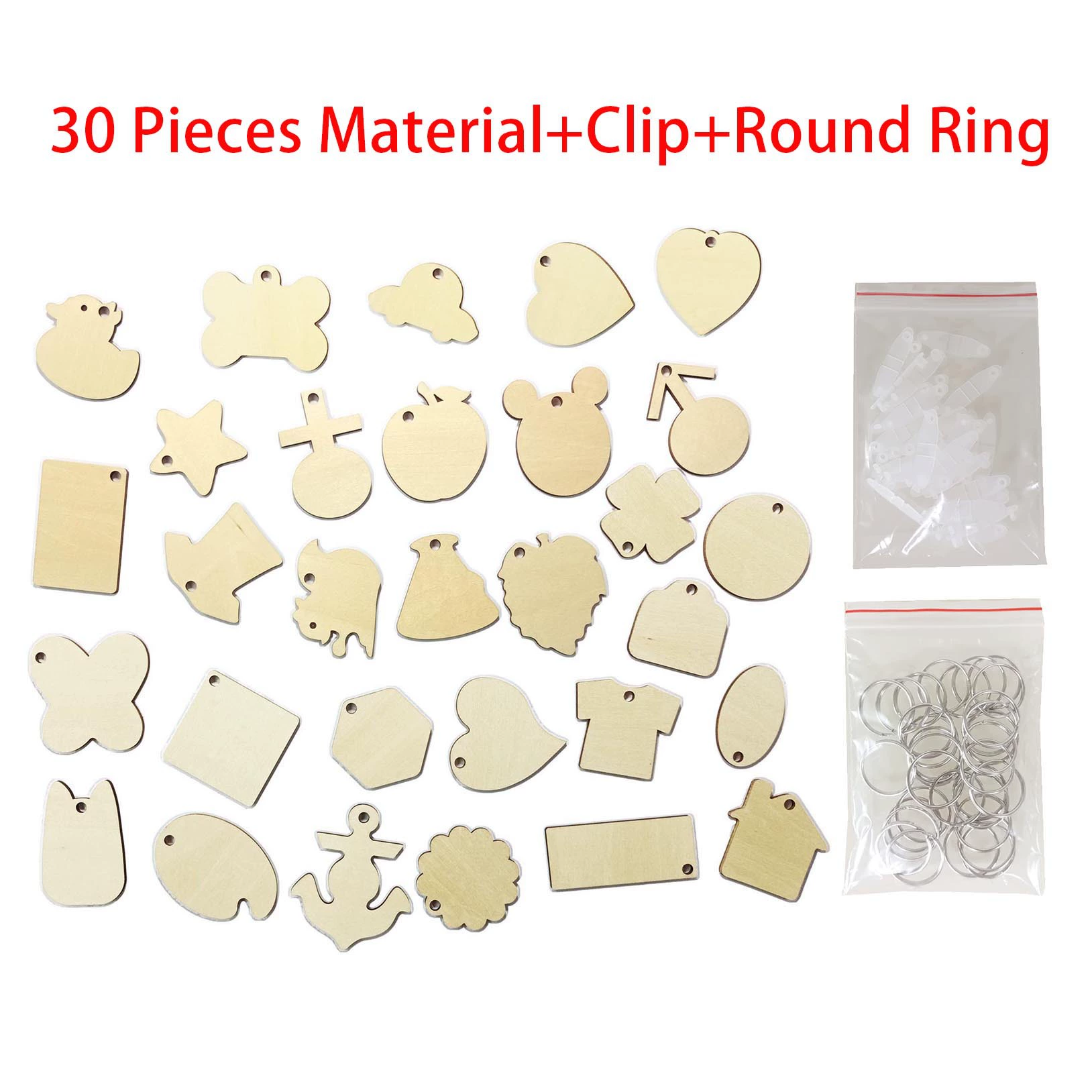 30 Pieces Wood Keychains, Material for Laser Engraver,