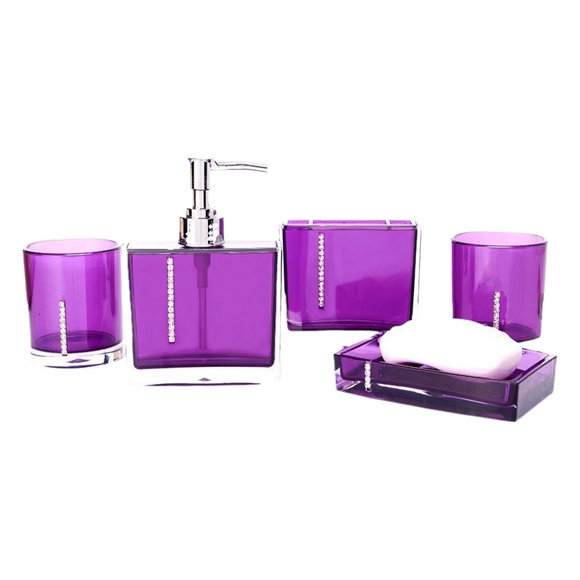 Traje de baño conjunto de cinco piezas de cuatro colores europeo simple regalo de boda creativo acrílico baño lavado conjunto de artículos sanitarios