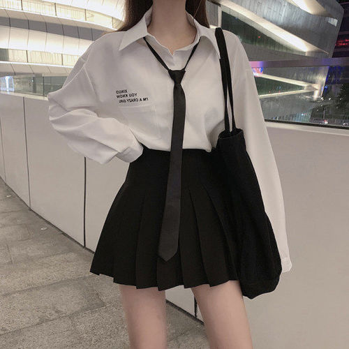 JK uniform shirt skirt dress set women spring two-piece set short skirt long-sleeve t-shirt women autumn