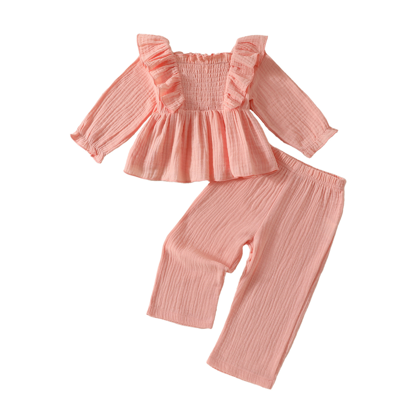 208g Weight Kids Clothing Sets Children's Clothing Type Long Sleeve Sleeve Length Cotton and Linen Fabric Type Pants Sets Sets Type 2 Pieces Set Quantity Casual, Daily Occasion Collarless Neckline Regular Fit Fit Type Solid Color Pattern Spring, Autumn Season Baby Girl'S, Girl'S Gender Simple Style Style Simple Style Solid Color Cotton And Linen Girls Clothing Sets 4