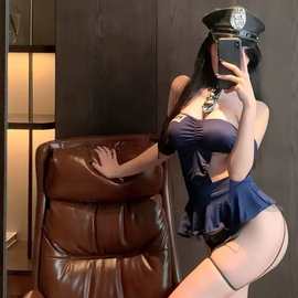 樱情情趣内衣帽子漆皮刺绣海军帽职业装角色扮警察八角帽辣妹