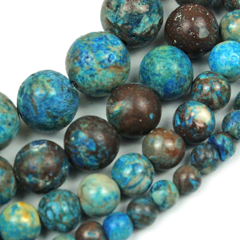 Turquoise natural ore, round beads, bracelet, accessory, earrings, necklace, materials set, handmade