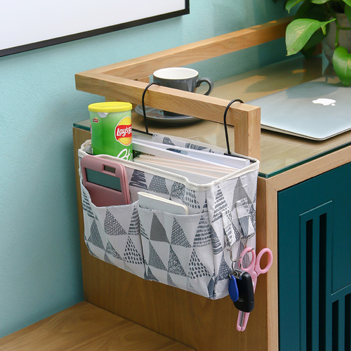 Dormitory Student Bedside Storage Bag Canvas Storage Basket Cotton Lining Nordic Style Bedside Storage Basket