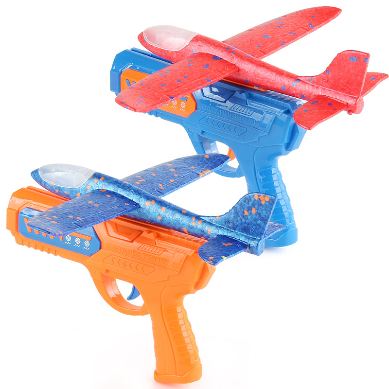 Juguetes de ocio para niños pistola de aviones de espuma catapulta lanzamiento de un solo clic pistola de juguete de aviones flash de lanzamiento de espuma EPP