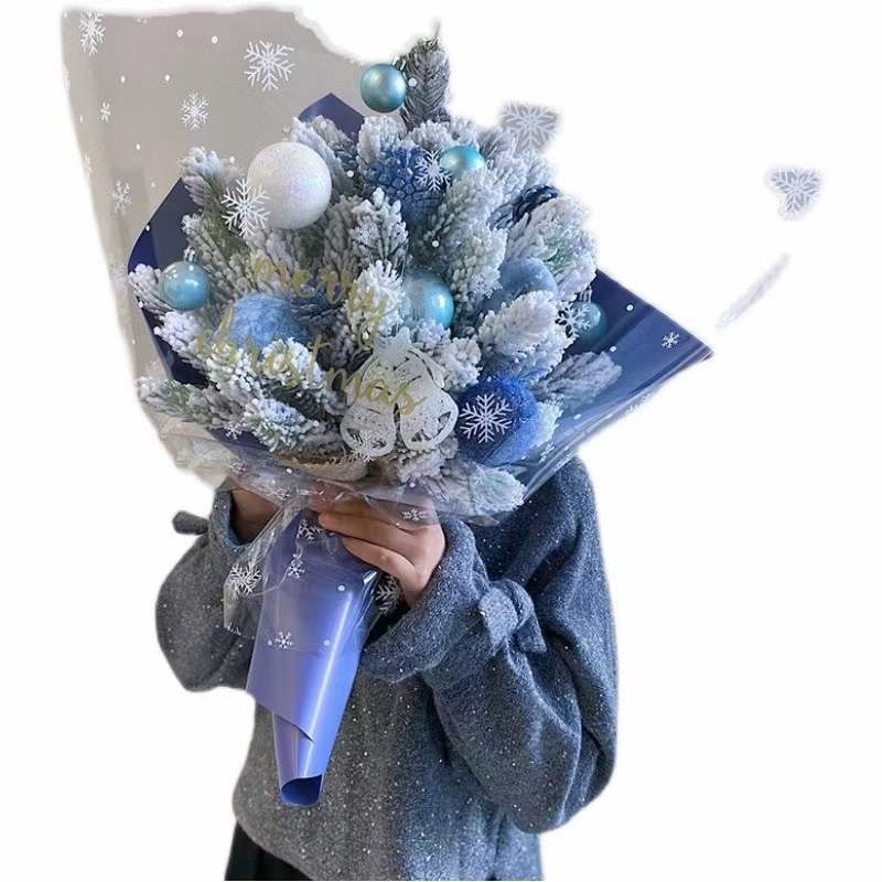 Li Zhiran Papel de regalo de flores de celofán de copo de nieve transparente Regalo de Navidad Papel de regalo de manzana de Nochebuena