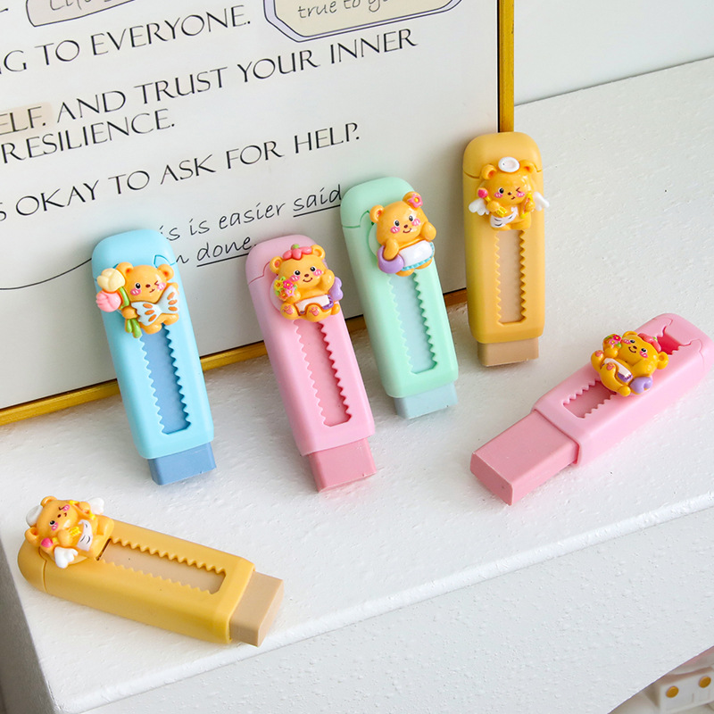 CyiMu - 904 mantequilla oso empuje tira caricatura lindo alto valor de la cara estudiante estereoscópio parche borracha