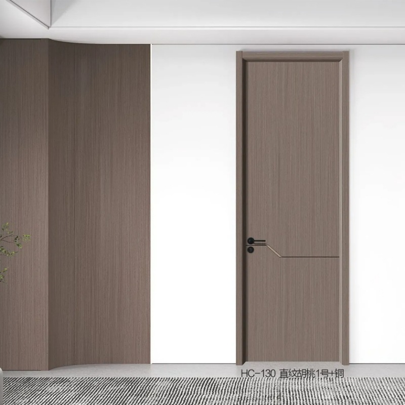 Fábrica de puertas de madera de madera maciza al por mayor lujo ligero simple puerta de dormitorio compuesta puertas sin pintura puertas ecológicas puertas de madera pintadas image 4