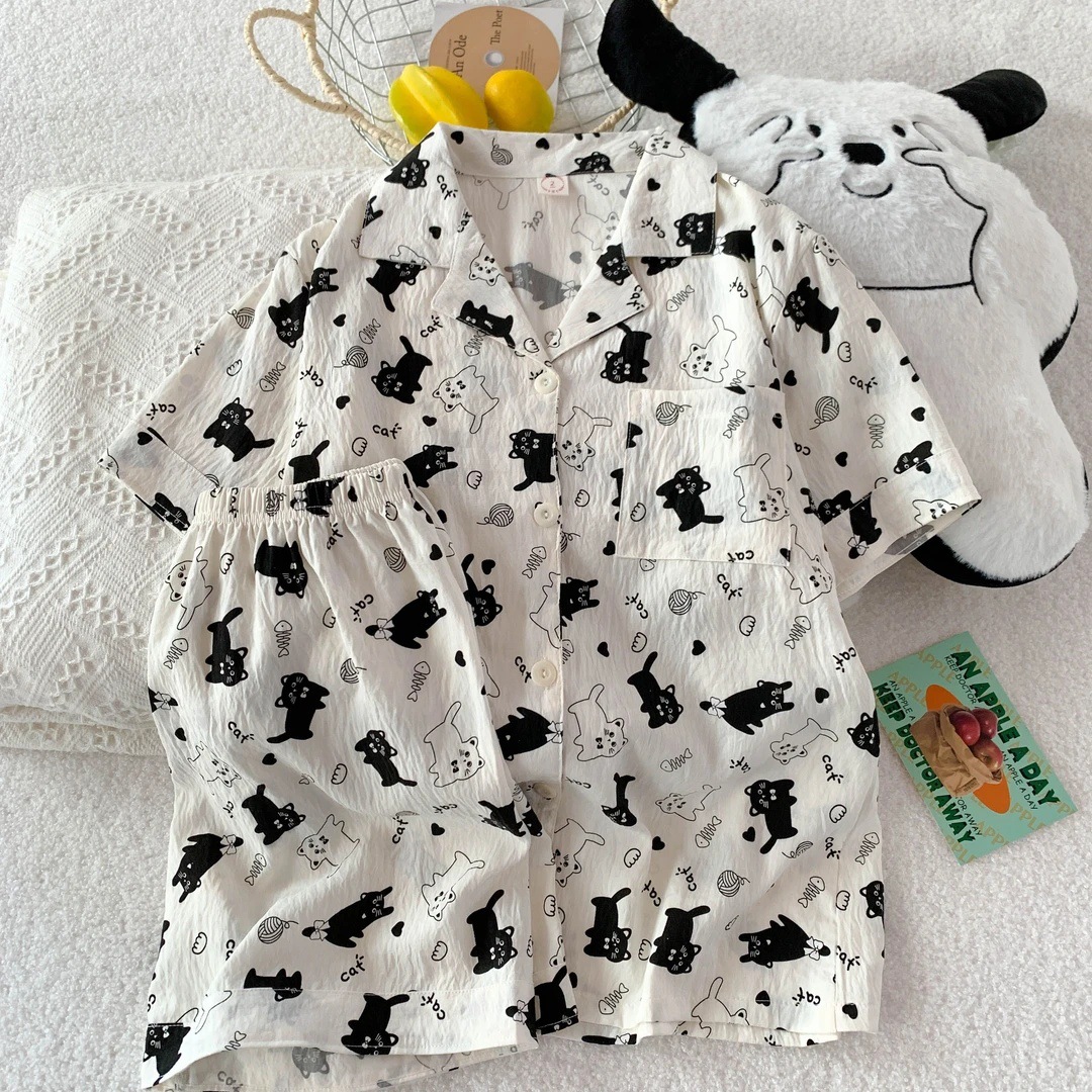 120G nubes de algodón pijama conjunto de mangas cortas pantalones cortos ropa para el hogar sudeste asiático TK pedidos de comercio exterior transfronterizo entidad mayorista