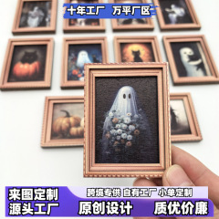 MZCT117-132 クロスボーダーハロウィン磁気立体冷蔵庫マグネットゴースト魔女フォトフレーム木製磁気装飾