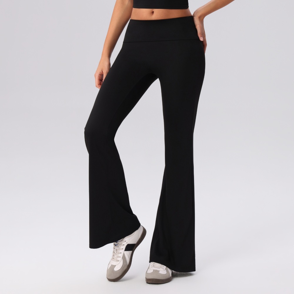 Nuevos pantalones de yoga transfronterizos europeos y estadounidenses secados rápidos de cintura alta desnudos pantalones deportivos de entrenamiento para correr pantalones largos