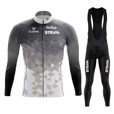 2022 Cross border Fleece Jersey Strava Autumn and winter Fleece Bicycle Road vehicle Long sleeve suit Jersey