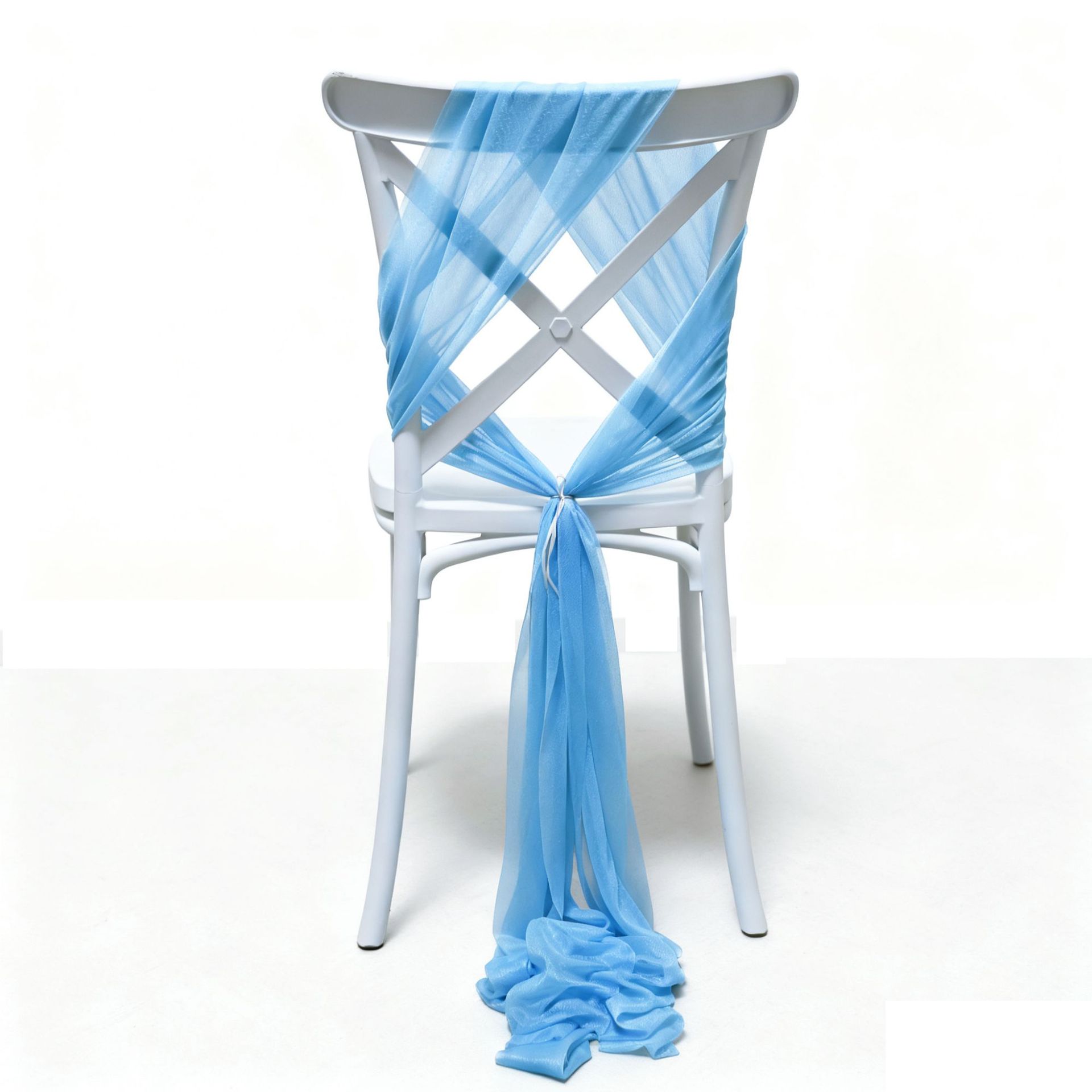 Sillas de belleza de tela cortina decoración de bodas de hotel cubierta de sillas de seda de bodas de chiffon correa