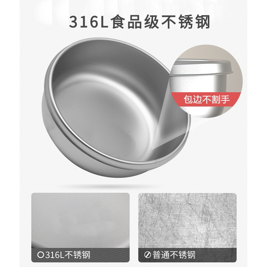 儿童餐碗分体式316不锈钢注水保温碗辅食餐具婴儿吸盘碗源头工厂