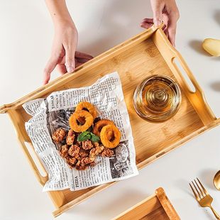 Bamboo Tray Household Rectangular Tea Cup Tray Tea Tray Hotel Restaurant Barbecue Tray Baked Fruit Bamboo Tray