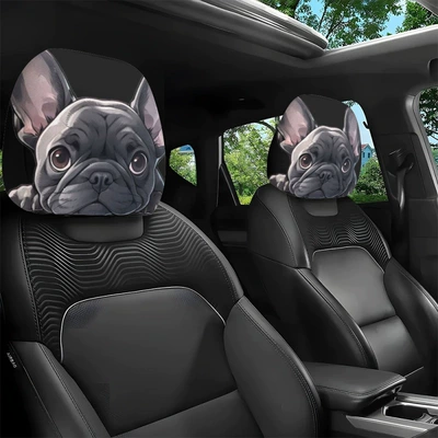 Universal seat cover, with logos, available for dropshipping; we can - cute-french-bulldog-double-sided-printing-2-pack