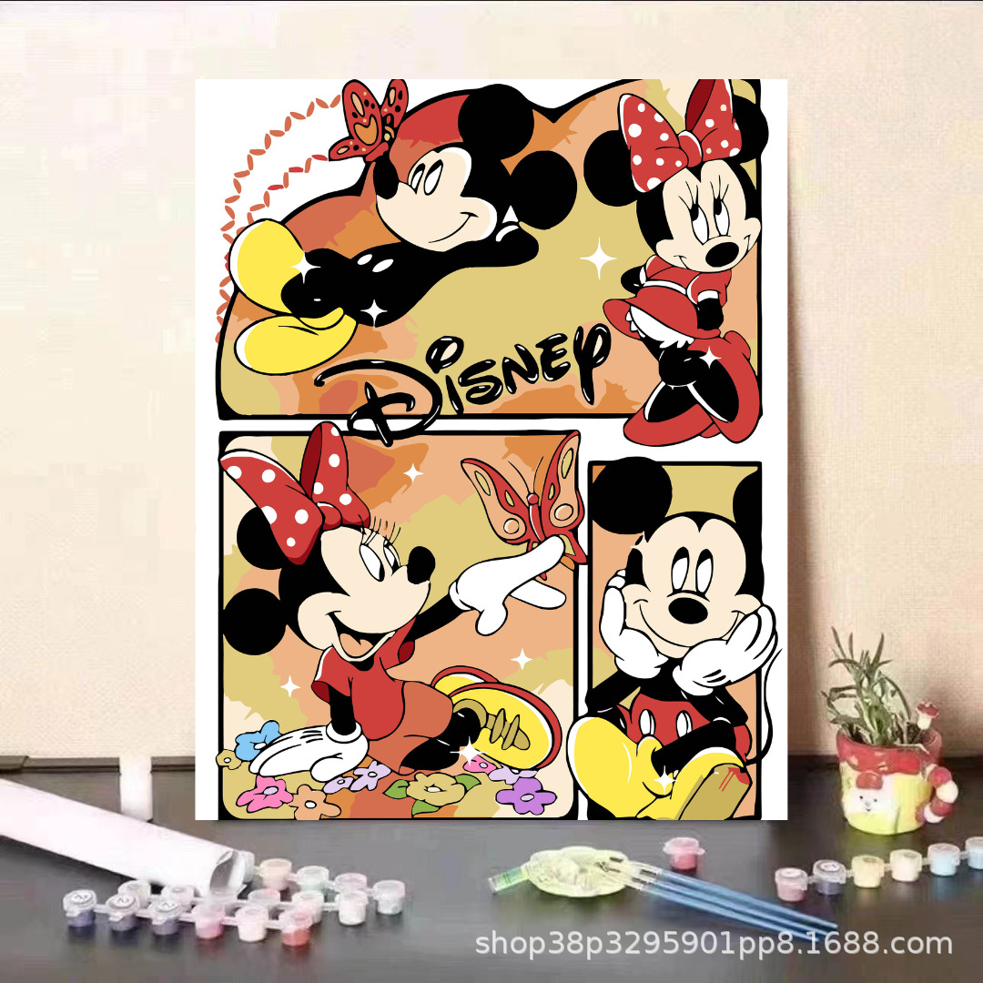 Pintura al óleo digital DIY dibujos animados para niños, estudiantes de Steele, pintura decorativa descomprimida, pintura animada