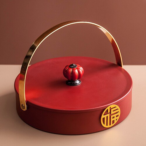 Retro Chinese style light luxury fruit plate with compartments and lid for living room home dried fruit plate candy snacks nut red storage box