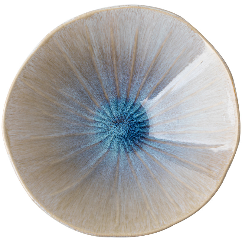 Llama púrpura de alto valor de la cara horno esmaltado irregular ensalada de cerámica bolos de copa club de platos de estilo de arte exportación transfronteriza