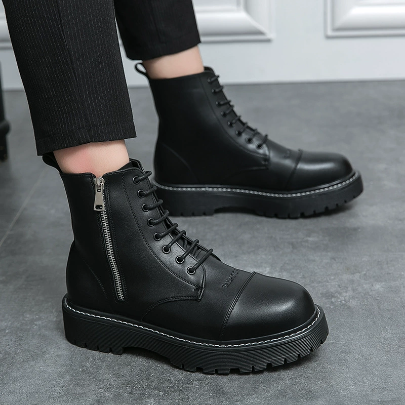 2022 осенне-зимние новые мужские кожаные ботинки Ботинки Martin на толстой подошве походная обувь на боковой молнии, новые уличные ботинки, мужские короткие ботинки