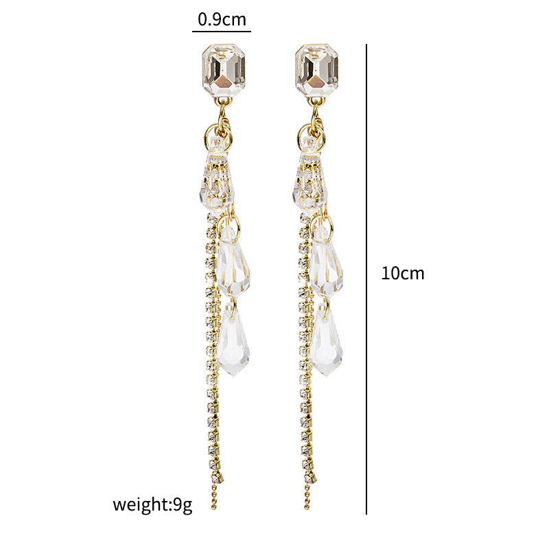 Fashion Multi-layer Crystal Tassel Long Full Diamond Copper Earrings display picture 1