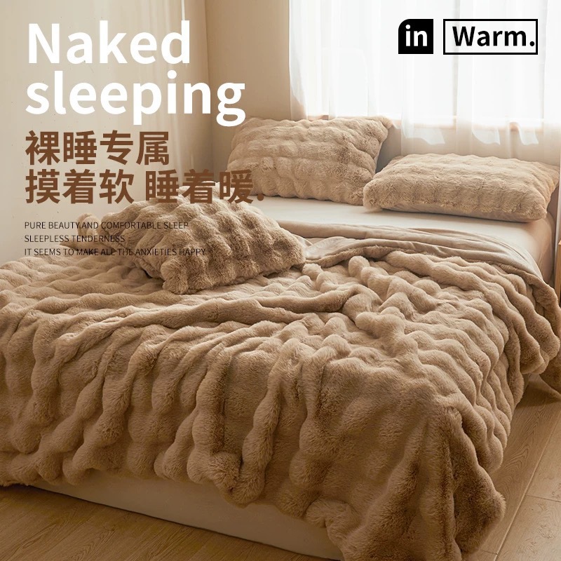 Manta de Felpa de Piel de Conejo de Alta Densidad, Manta Cálida de Doble Cara para Invierno, para Oficina, Sofá, Siesta, Regalo.