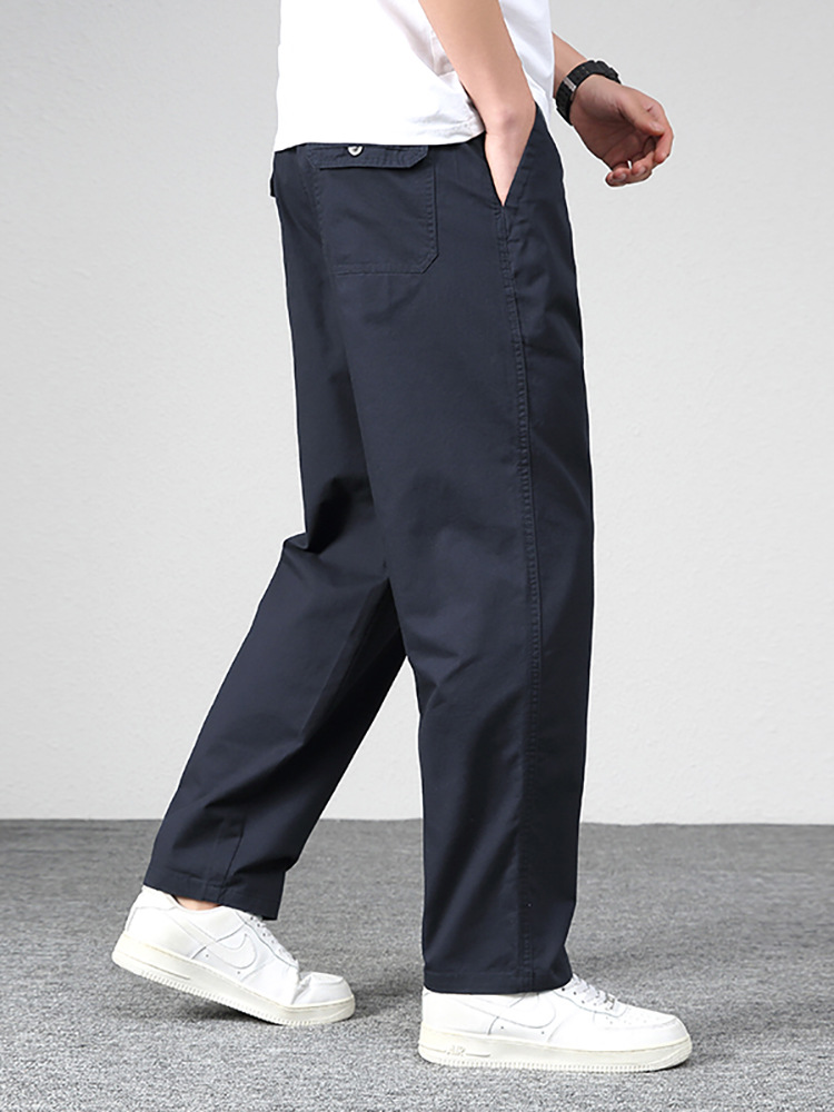 Pantalones casuales de los hombres de Zoruan pantalones de los hombres de primavera pantalones sueltos rectos de mediana edad pantalones elásticos de algodón Pantalones