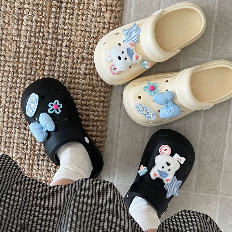 Cute and Stylish Dog-Shaped Clogs for Women, Summer 2025 New Model, Thick-Soled, Height-Increasing, Lightweight, Closed-Toe Sandals, Trendy
