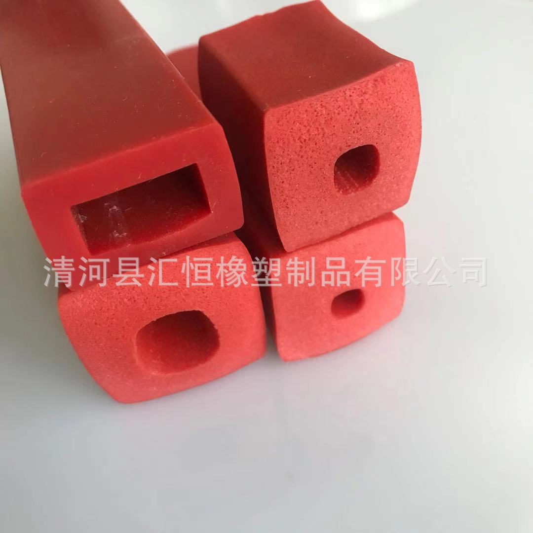 批发食品机械硅胶条方形带孔密封条回字减震硅胶发泡条