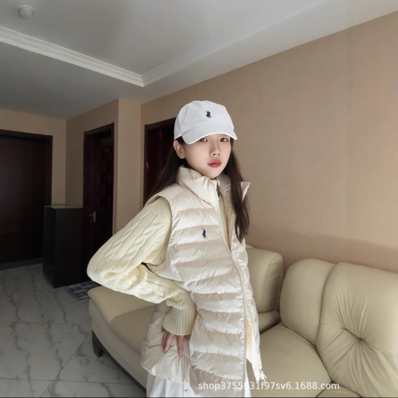 Cross-Border Original Label Qr Code Rl Laffy Pony Logo Embroidery Classic Versatile Women's Lightweight down Vest Top