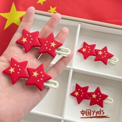 国慶節の五芒星のヘアピンの子供の国慶節の愛国の髪飾りの赤ちゃんの国旗の前髪は女の子の大きい赤い髪飾りを挟みます。