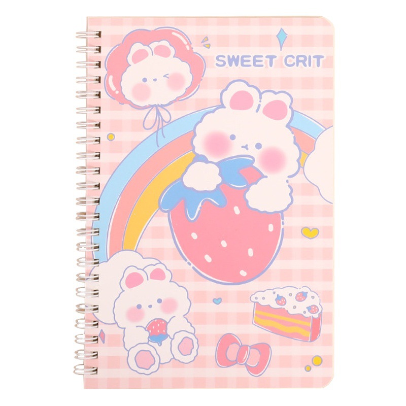 Temporada escolar lindo libro de bobina de dibujos animados engrosado cuaderno diario simple estilo ins chica corazón libro de hojas sueltas