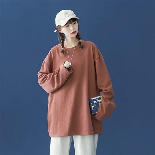 Camiseta de base de color sólido, ropa de mujer coreana, estilo extranjero, 2026 camiseta de manga larga para parejas con la misma camiseta de base fuera de la moda