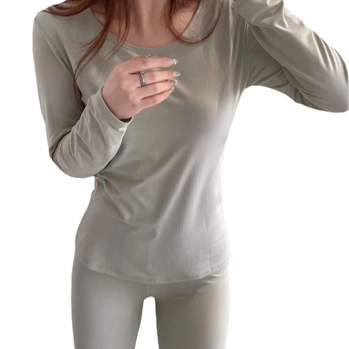 Girlfriend's Constant Temperature Skin Beauty Set Autumn Clothes and Autumn Pants Women's Double-sided Brushed Thickened Underwear Warm Bottoming Shirt Women's Wholesale