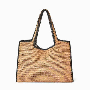 Straw universal capacious beach bag one shoulder