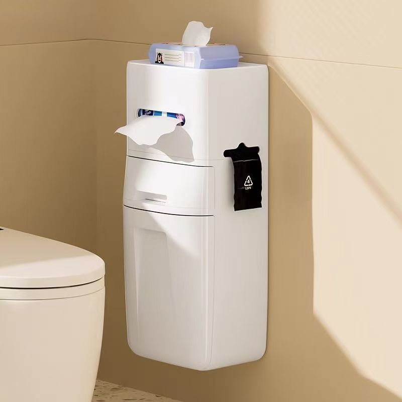 Wall-Mounted Trash Can, New Bathroom Trash Bin, Household Toilet Rack, Office Multifunctional Side Rack