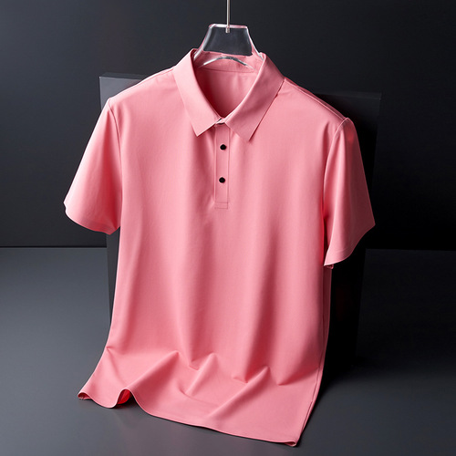 Custom Ice-Silk Seamless Polo Shirt for Summer with Ice Feel, Business Casual, Youth and Middle-Aged Men, Elastic